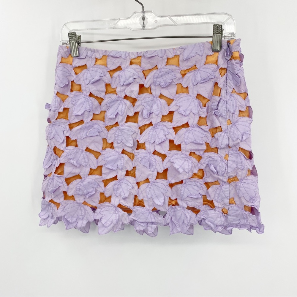Milly of New York Lilac Floral Cutout Mini Skirt